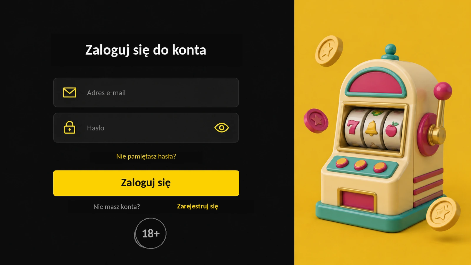 Winstoria Casino — formularz logowania do konta